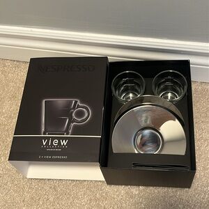 Nespresso 2 View Espresso Cups w saucer new in box!Best home gift coffee lovers
